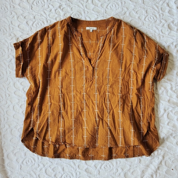 Madewell Lakeline Popover Shirttail Top Jacquard Stripe Large L - Picture 5 of 15